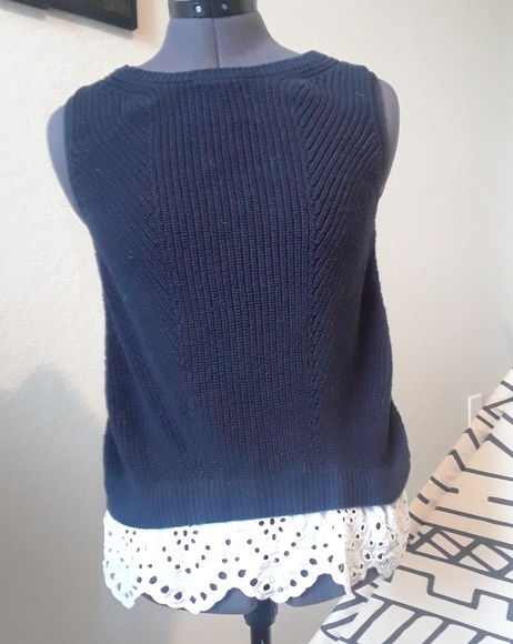 LOFT Tops - Loft Navy and Lace Shirt